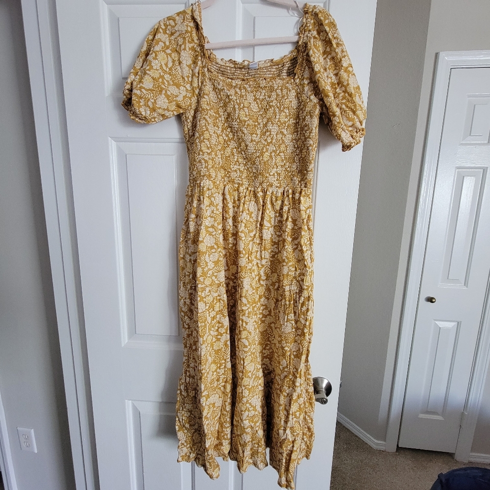 Cottagecore smocked maxi dress